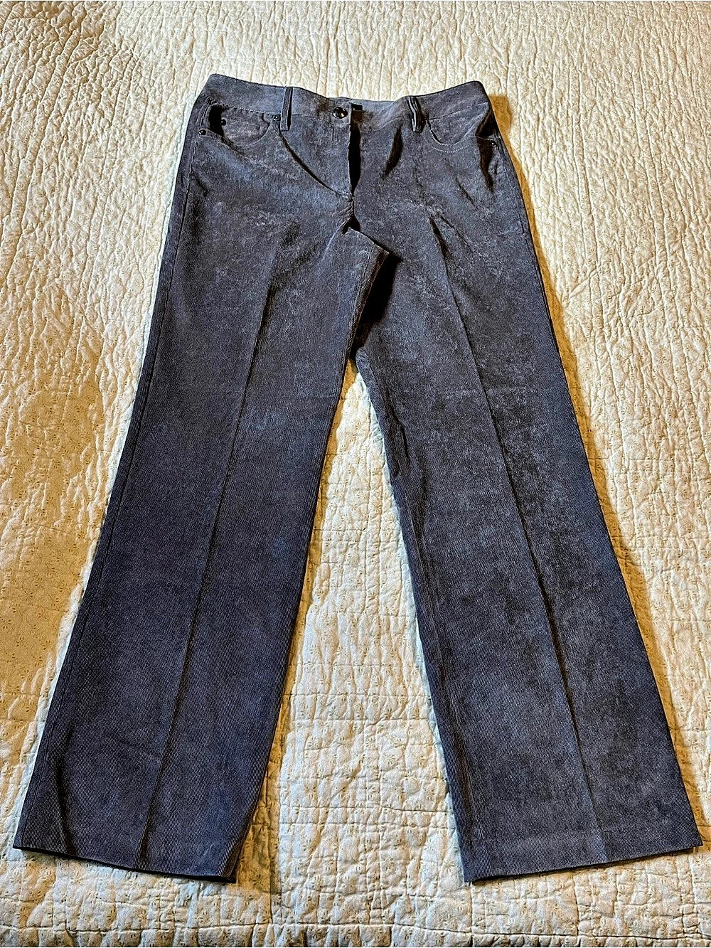 Larry Levine Average Length Flattering Fit Wardrobe Gray Flare Pants 12 NWT